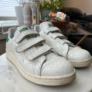 Adidas Stan Smith Velcro Faux Snakeskin Sneakers